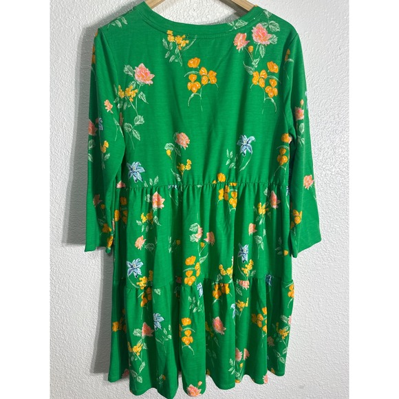 Crown & Ivy Green Floral Tiered Dress Women's XL Long Sleeve Casual Bloom - Picture 5 of 7